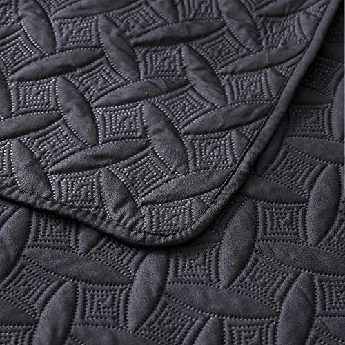 Image of Hailea 3 Piece Black Daybed Cover Twin Size Cozy Daybed Sets Bedding Double Sided Quilting Cover Set Geometric Print Bedspread Coverlet All Season for Twin Bed with 2 Standard Shams,39 inchx75 inch