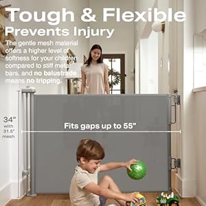 Cumbor55wideretractablebabygatesfordoorwaysmomschoiceawardmeshdoggateforthehouseonehandopeningchildtoddlergatesforstairspetpuppyfenceindooroutdoorgray Urban Country Home Decor Cumbor 55 wide retractable baby gates for doorways moms choice award mesh dog gate for the house one hand opening child toddler gates for stairs pet puppy fence indoor outdoor gray urban country home decor