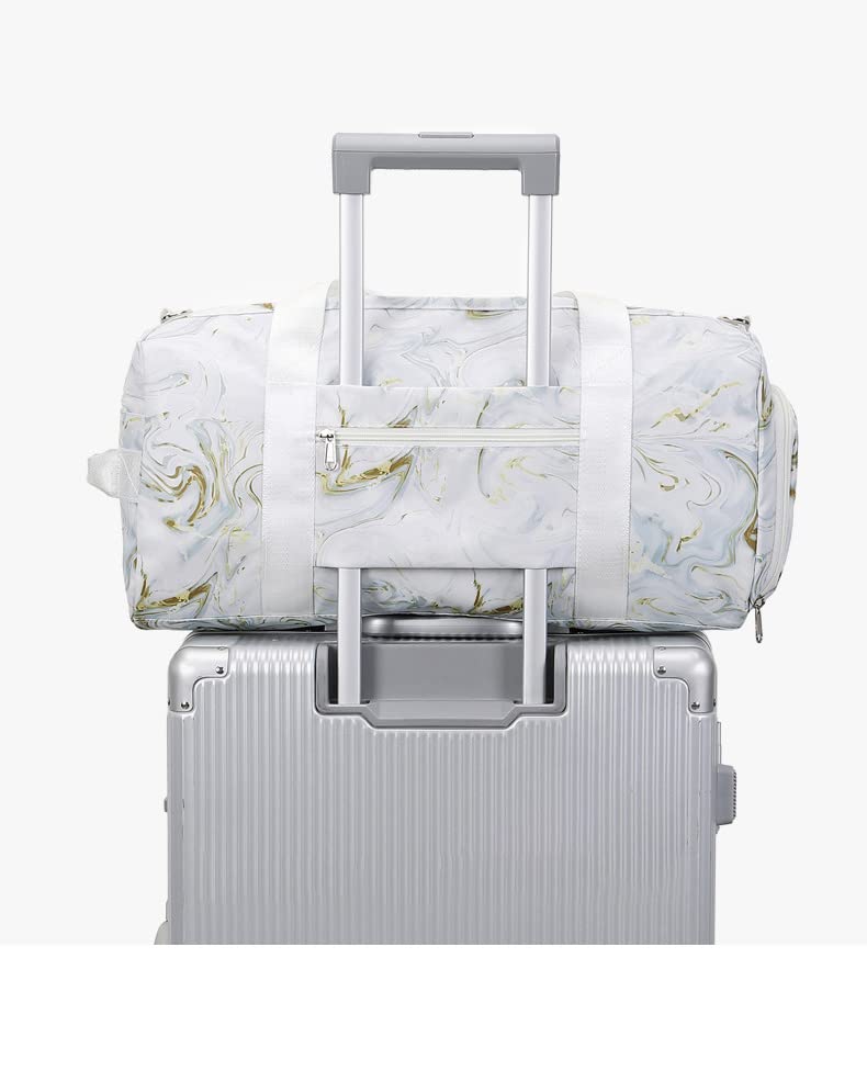 Sports Gym Bag Dance Bag Carry On Weekender Bag for Girls Teen Women, Waterproof Travel Duffle bag with Wet Pocket and Shoe Compartment (Bag Only, MarblePink)4