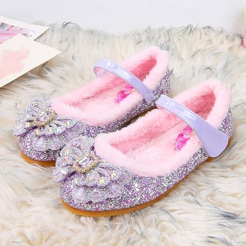 Girl's Warm Winter Mary Janes Glitter Sequins Mary Jane Flats Princess Shoes Cosplay Dress Wedding Party Shoes2