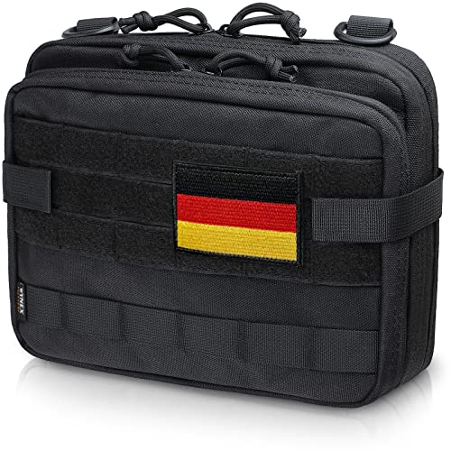 WYNEX Bolsa Táctica de Doble Capa, Bolsa Molle EDC EMT Utilitaria con Funda para Mapa Bolsa Modular para Herramientas Gran Capacidad Parche de Bandera Incluido