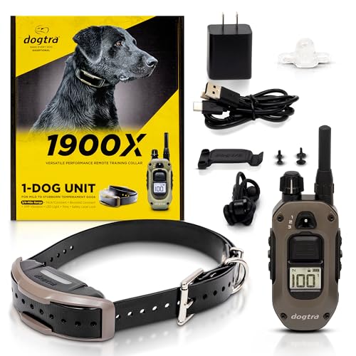 Dogtra 1900X E-Collar for Dog Training - 3/4 Mile Range, for Dogs 35 lbs+, IPX9K Waterproof, 100 Stimulation Levels, Vibration, Tone, Rechargeable - Ideal for Dog Owners and Professional Trainers