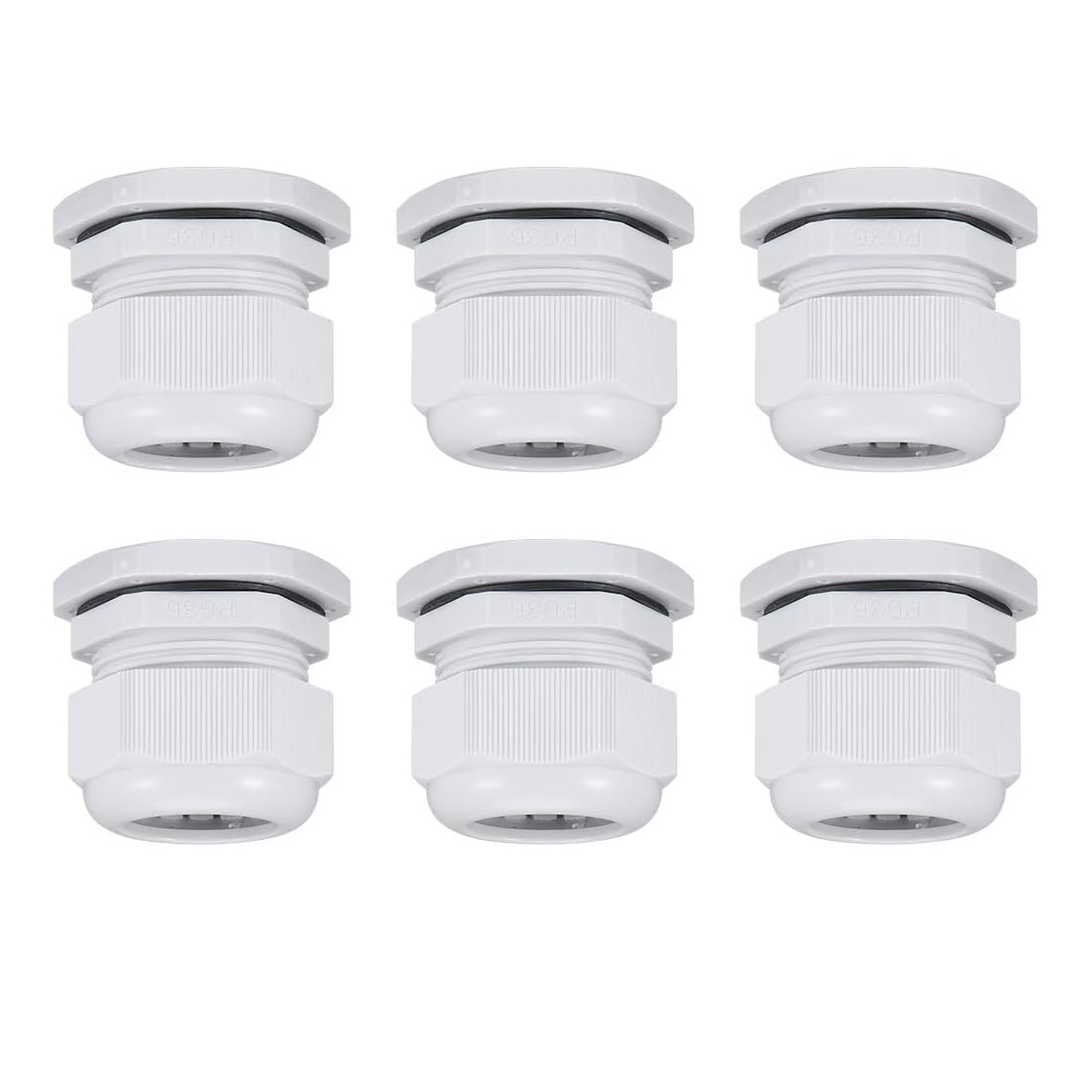 MACHSWON 6Pcs PG36 Cable Gland - Durable Threaded Wire Connector with Locknut for 22-32mm Dia Cable Wire, Black