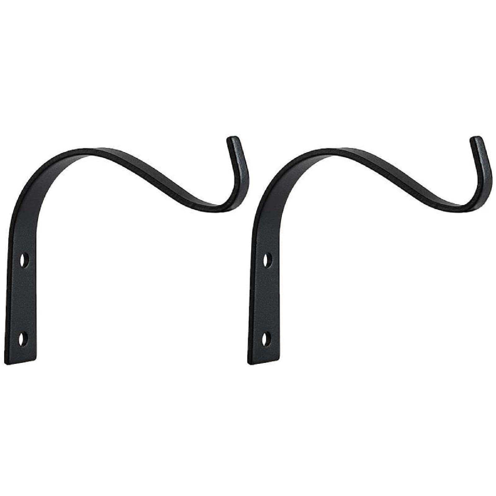 Ganci da parete in ferro da appendere, in metallo resistente, in ferro battuto, ganci da appendere alla parete per esterni, per appendere lanterne, mangiatoie per uccelli, 2 pezzi, colore nero