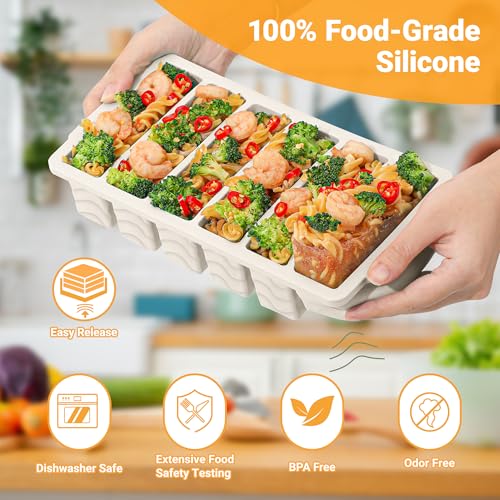 Image of 1 /2 Cup Silicone Freezer Molds with Lid, 2-Pack Silicone Freezer Trays for Soup, Sauce & Broth - Meal Prep Containers, Large Ice Cube Tray, Oven & Dishwasher Safe