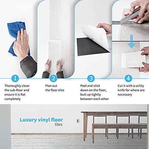 Art3D Peel And Stick Floor Tile Vinyl Wood Plank 36-Pack 54 Sq.ft, White-Washed, Rigid Surface Hard Core Easy Diy Self-Adhesive Flooring #TOP7