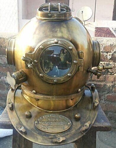 18 Inch Diving Helmet Us Navy Mark V Original Antique Divers Helmet, as Show in Picture