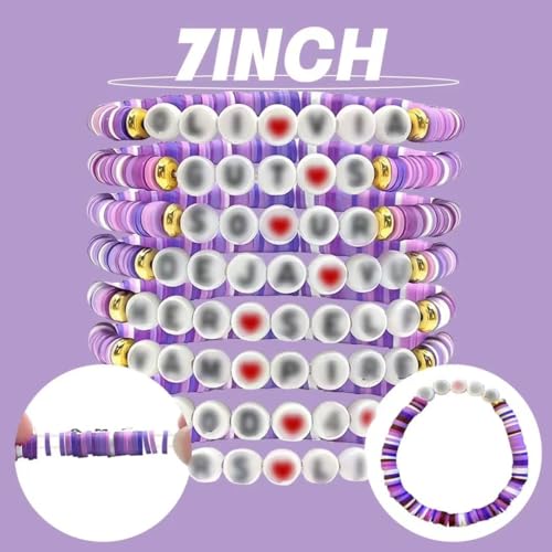 Image of Purple Beaded Friendship Bracelets - Concert & Festival Jewelry for Pop Fans, Gifts for Friendship and Music Lovers (red)