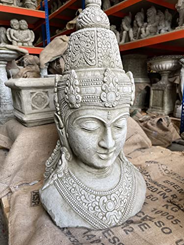 Statue de Bouddha en pierre XL - Buste oriental anglais - Décoration de jardin d'extérieur