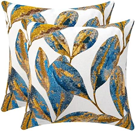 RUMOR Throw Pillow Covers Pack of 2 Decorative Cushion Case Jacquard Leaves for Couch Living Room Home Decoration