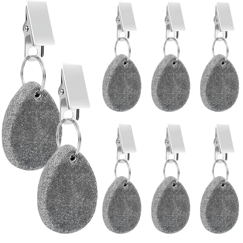 emperoch 8 Pièces Poids de Nappe avec Clips, Poids de Nappe Marbre Naturel, Naturelle Mode Pince Nappe Table en Marbre - pour Une Table de Dîner (8, Gris foncé)