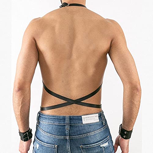 Goobester Male Leather Harness Men Adjustable Body Bondage Belt Punk Costumes4
