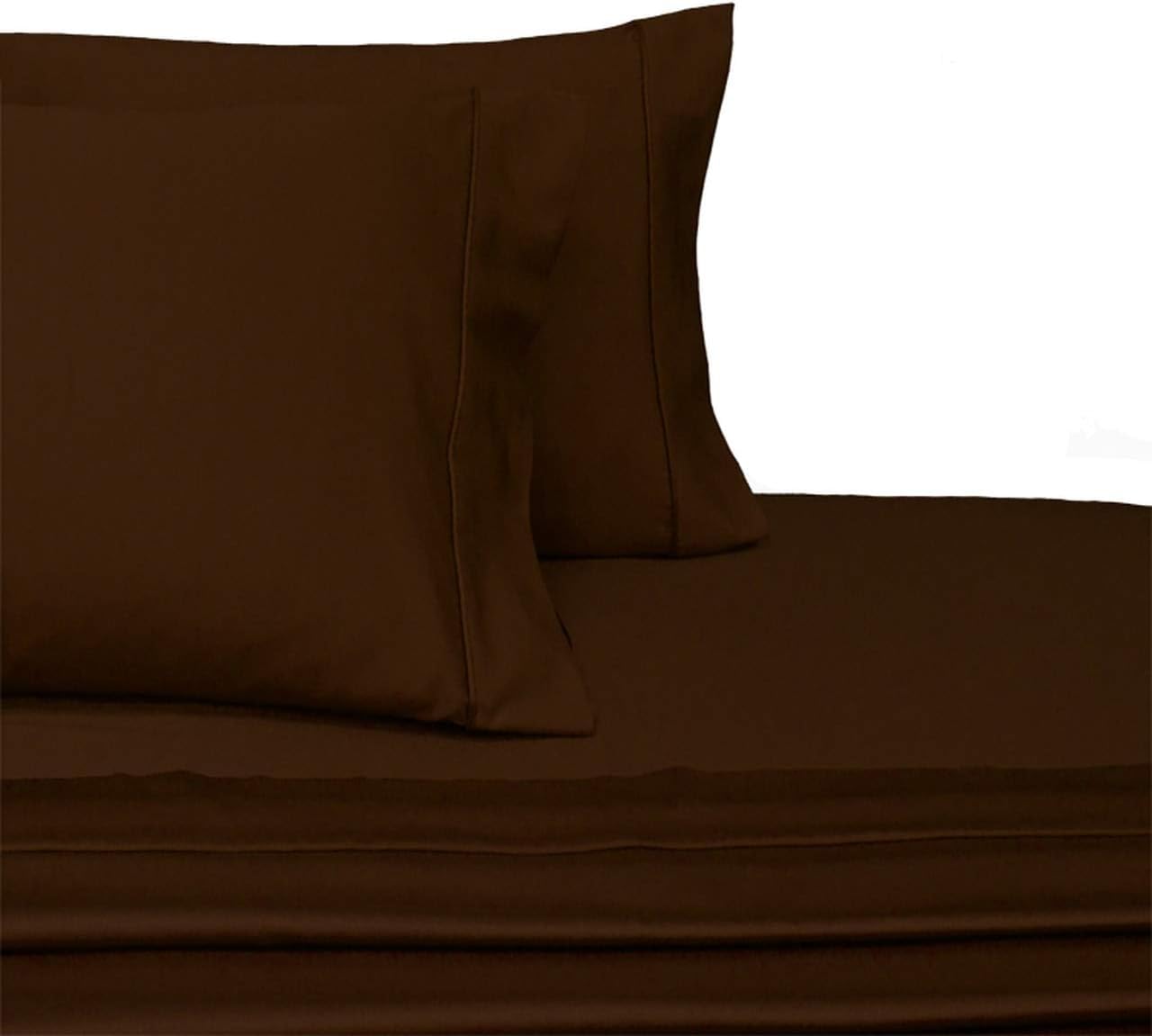 Twin XL Size Sheets, Chocolate, 100% Cotton Sheets, Deep Pocket, Cool Cotton Sateen, Smooth Solid Pattern Weaved Bed Sheets