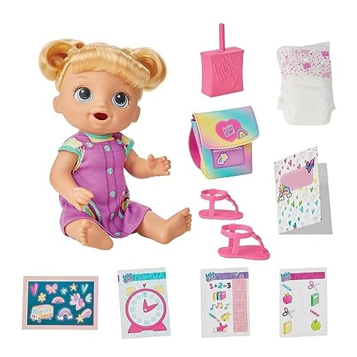 Baby Alive Time for School Baby Doll Set, 12 Inch, Back to School Toys for Girls & Boys, Blonde Hair, Preschool Gifts for Kids, Ages 3+ (Amazon Exclusive)