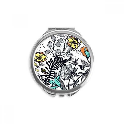 Miroir rond maquillage portable aux fleurs de camellia pour retouches sac