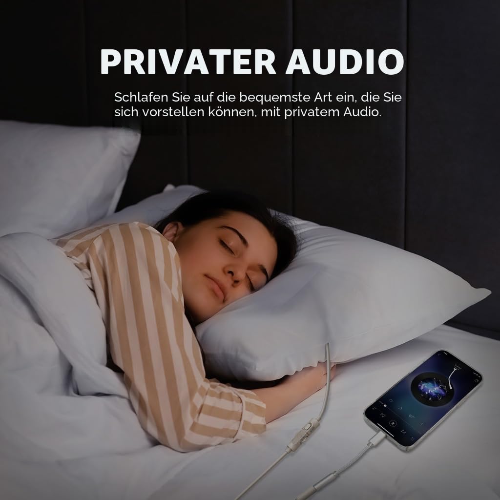 Avantree Slumber B Kissenlautsprecher für Seitenschläfer, kabelgebunden, USB-C & AUX, Podcasts & Hörbücher