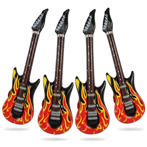 YQYCE 4 Stück Luftgitarren zum Aufblasen Luftgitarre Aufblasbare Gitarre für Dekoration Luftgitarre für Mottopartys Aufblasbares Musikinstrument für Feste und Feiern