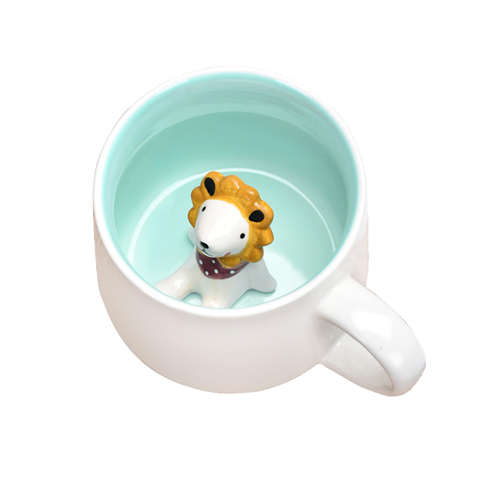 soulnioi Cute Mug 3D Animal Ceramic Coffee Tea Cup with Handle, Handmade Animal Figurine Ceramics Cup for Coffee,Tea,Milk, Gift for Birthdays/Graduation/Valentines/Weddings (Lion)