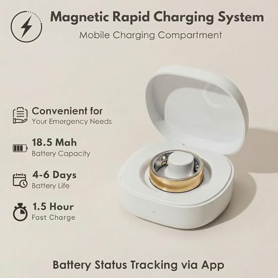 Smart Ring Health Tracker 5ATM Waterproof Sport Ring Exclusive Vibration Alerts Titanium Blood Oxygen/Sleep/Emotional Management Women Cycle Prediction Compatible with iOS/Android Arctic Silver 9.5