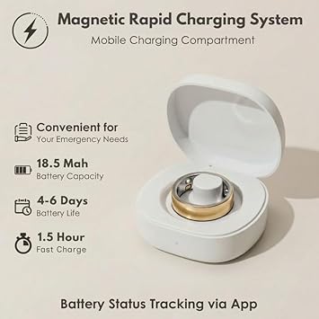 Smart Ring Health Tracker 5ATM Waterproof Sport Ring Exclusive Vibration Alerts Titanium Blood Oxygen/Sleep/Emotional Management Women Cycle Prediction Compatible with iOS/Android Arctic Silver 9.5