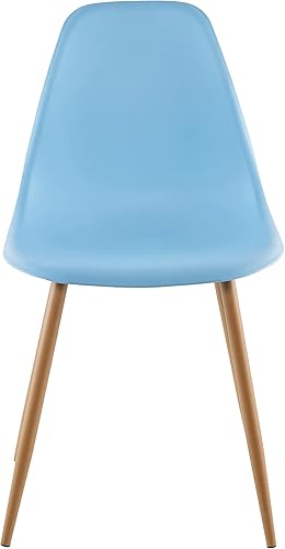 Miniatura 4 de Porthos Home Oban - Juego de 2 sillas de comedor con carcasas de plástico duraderas y patas de hierro cónicas en acento amaderado (ideal para