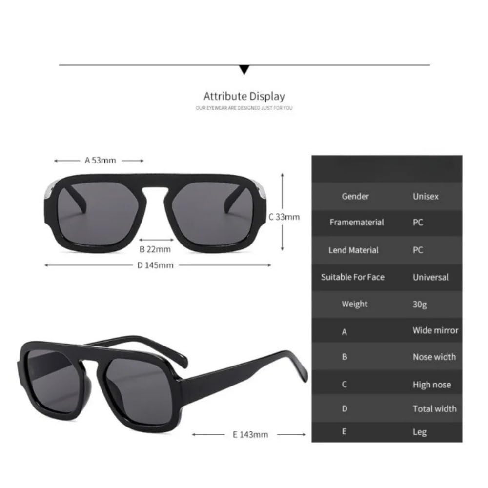 Retro-Sonnenbrille mit quadratischem Rahmen, trendige Designer-Sonnenbrille mit UV-Schutz für Damen, klassische Oversize-Größe, farbige Fahrbrille, c7