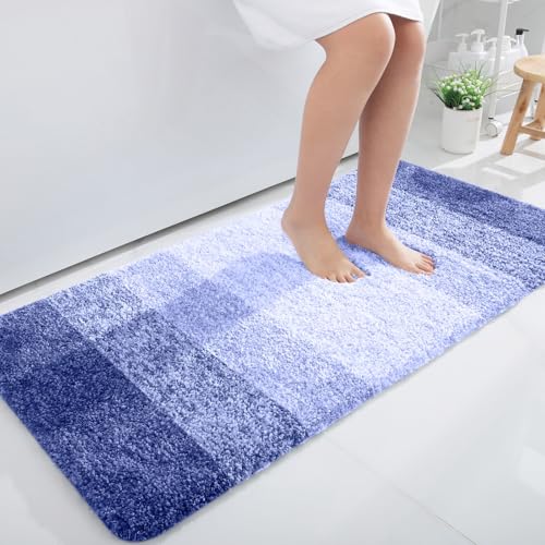 Image of OLANLY Bathroom Runner Rugs Mat 44x24, Extra Soft Absorbent Microfiber Bath Rugs, Rubber Backing, Quick Dry, Washable Long Bath Mats for Bathroom, Tub and Shower, Home Decor Accessories, Blue-Violet