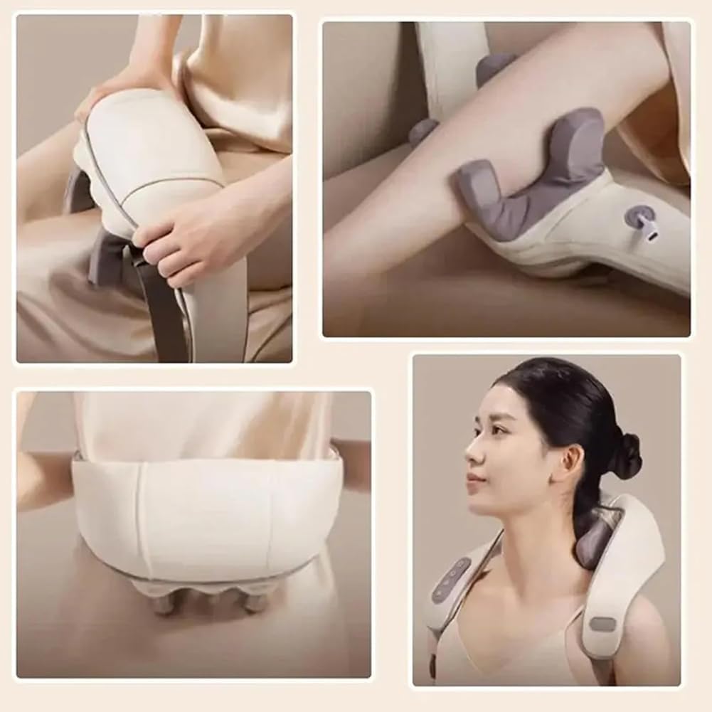 Goletsure Masajeador Shiatsu para cuello y espalda con calor – Aparato de masaje eléctrico para alivio muscular, espalda cansada, hombros