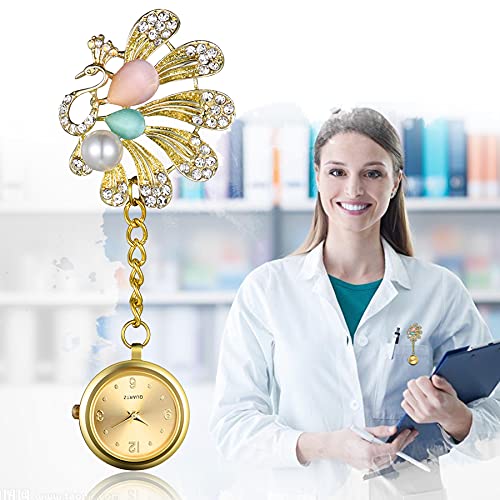 Avaner Verpleegkundige Fob Horloge Strass Gouden Pin-on Broche Horloge Opknoping Rvs Revers Horloge Voor Vrouwen - Image 6