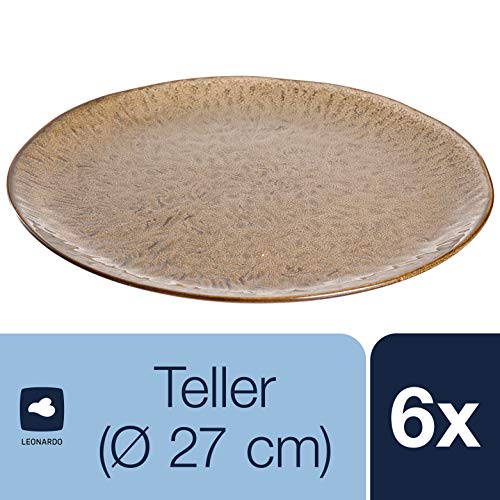 Leonardo Matera Keramik-Teller 6-er Set, spülmaschinengeeignete Speise-Teller, Essteller mit Glasur, 6 runde Steingut-Teller, Ø 27 cm… – Ansicht 2