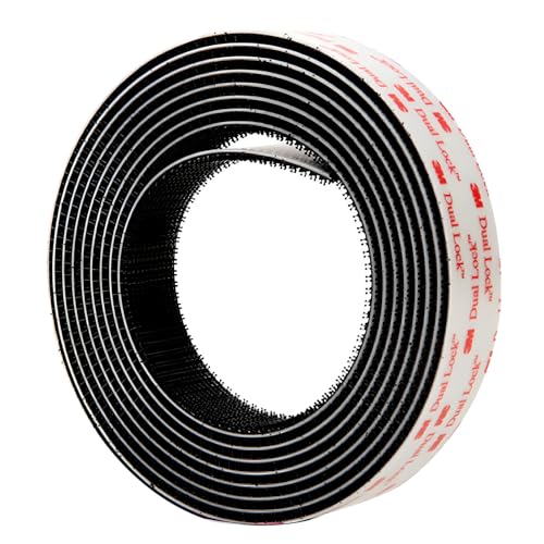 SJ3550 Style Heavy Duty Reclosable Fastener Tape 3-M Dual Lock Mounting Strip 25.4mm x 1m Waterproof Adhesive Mushroom Head Fastening Tape for Indoor/Outdoor Black