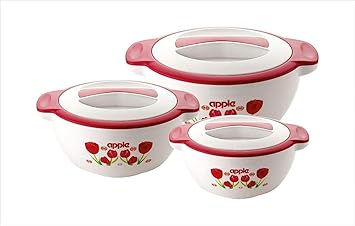 Nopse Casserole Stainless Steel Insulated Tureen hot Pot for roti Chapati hot Container Box with lid Set of 3 (1200 ML, 1700 ML, 2500 ML)