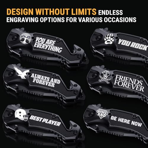 Image of GOOD WORKER Legal Pocket Knife with 2.95 inch Serrated Blade, Glass Breaker, Seat Belt Cutter - EDC Sharp Folding Knives with Portable Clip - Small Tool for Tactical Camping Survival Hiking - Gifts for Men, Women