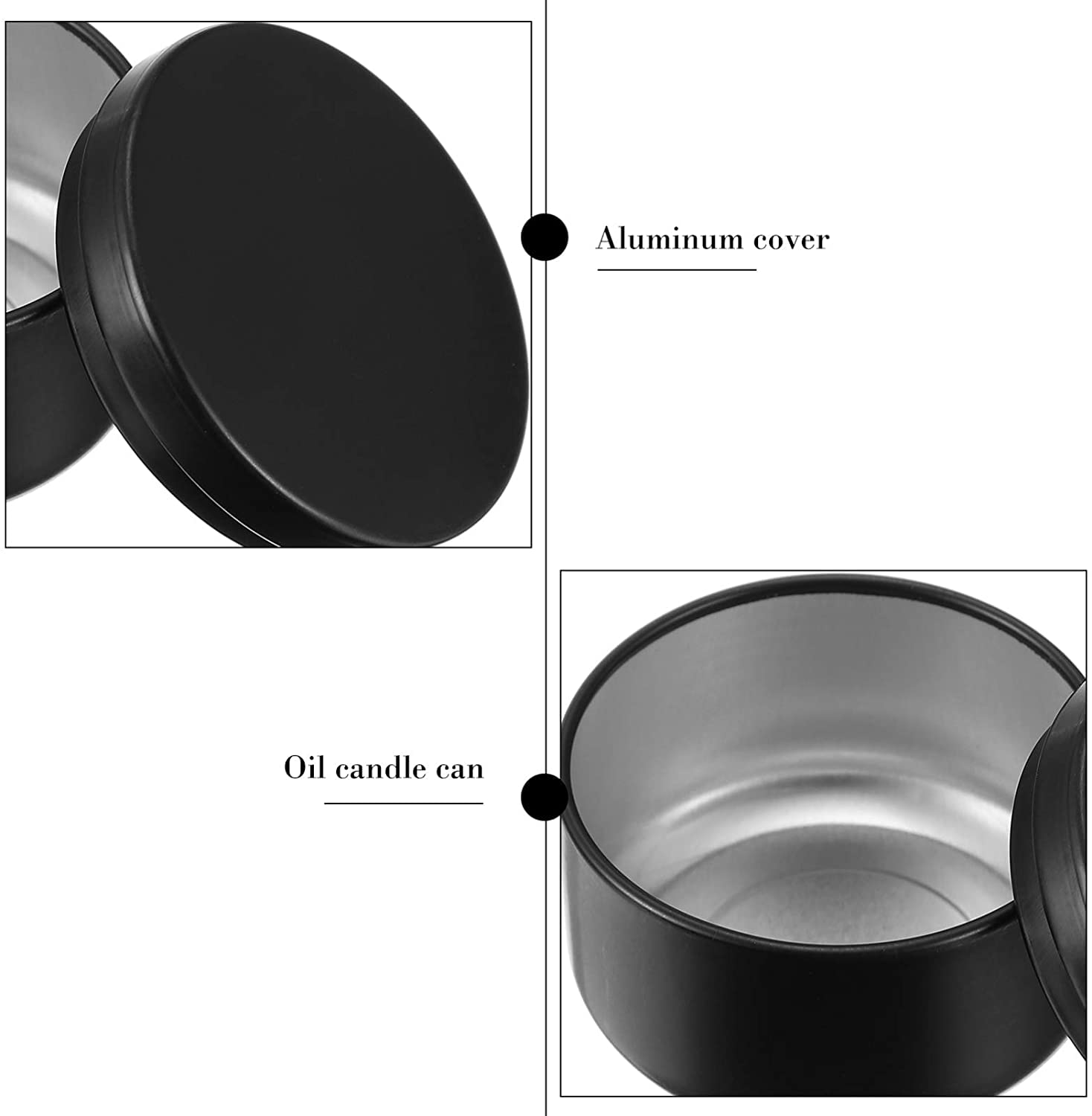 Confezione da 30 barattoli in alluminio nero contenitori per candele in metallo ricaricabili con tappo per fare candele, artigianato, condimenti da cucina （50 g）