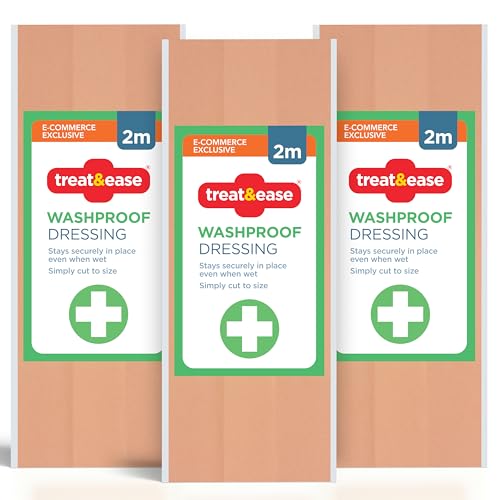 SOL Washproof Wound Dressing Strips 6m - Flexible Fabric Plasters for First Aid - Cut to Size, Breathable, Waterproof, Strong Adhesive, Protects Against Dirt - Ideal for Joints and High Movement Areas