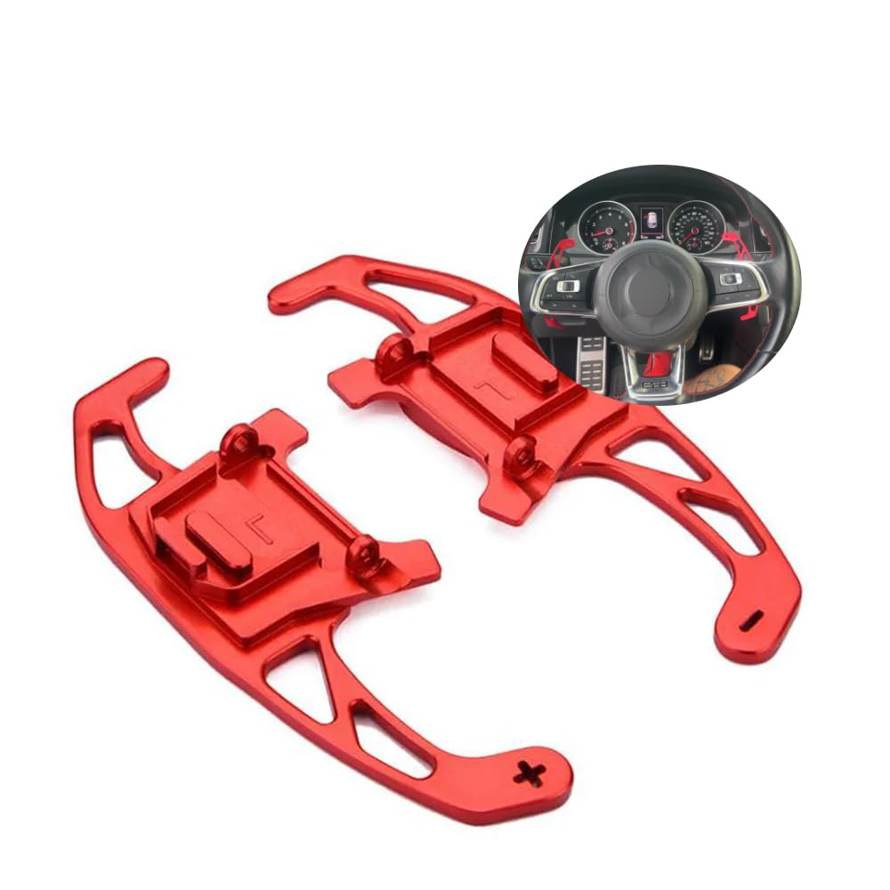ontto Auto Lenkrad Schaltwippen Verlängerung Schaltpaddel Passt für VW Golf 7 GTI R GTD GTE MK7 Polo GTI Scirocco Tiguan Rline Passat T-ROC Metall Shift Paddle Shifter Erweiterung Innendekoration-Rot