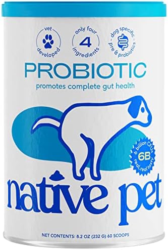 Native Pet Probiotic for Dogs - Vet Created Probiotic Powder for Dogs for Digestive Issues - Dog Probiotic Powder + Prebiotic + Bone Broth - 232 Gram 6 Billion CFU- Probiotics Dogs Will Love! (8.2 oz)