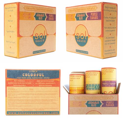Colorful-Zinc-Sunscreen-Sticks--All-Natural--Non-Toxic--Reef-Safe--Non-Staining--Plastic-Free-Packaging-yellow-blue-and-purple