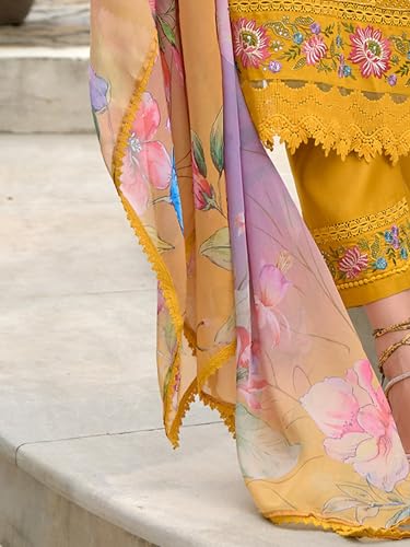 Image of INDO ERA Women's Pure Silk Kurta and Pant with Dupatta Set