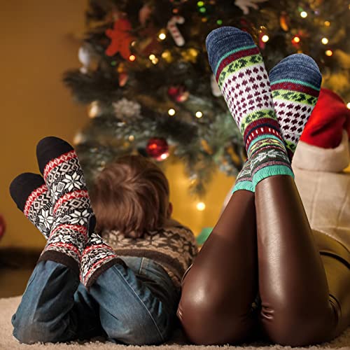 Image of Hoolerry 30 Pairs Christmas Fuzzy Socks in Bulk for Women Adult Men Gifts Fluffy Holiday Winter Socks Unisex Warm Crew Gifts