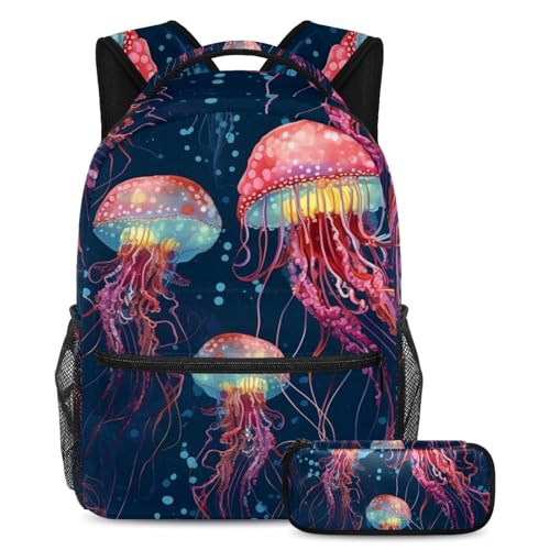 Cartable méduse colorée grand volume aux finitions soignées