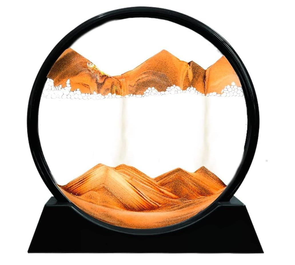 Awestuffs Moving Sand Art Picture Glass Liquid Painting 3D Natural Landscape showpieces for Home Décor (Orange) (B0DCSM3627) Amazon Price History, Amazon Price Tracker