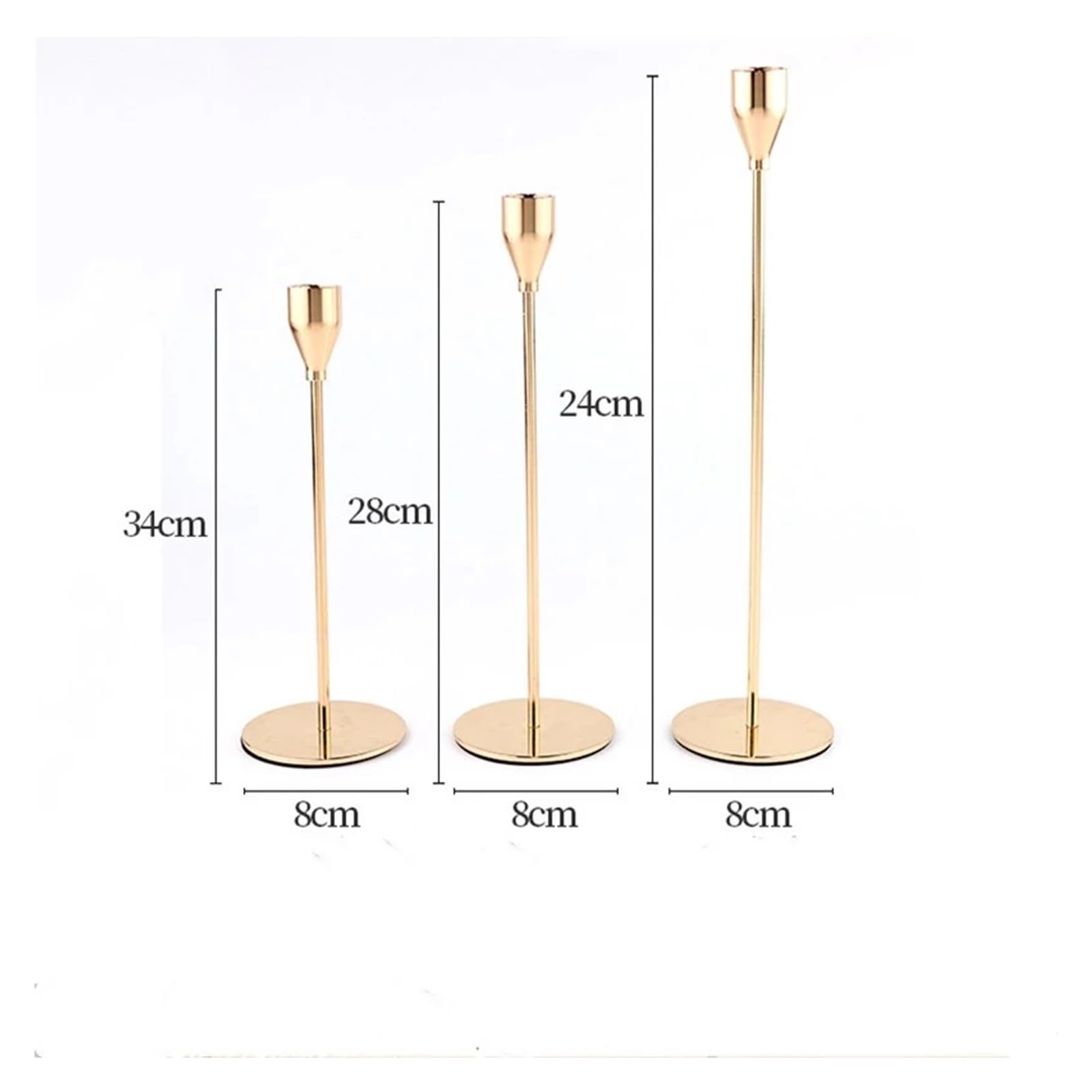 Kerzenständer Kerzenhalter aus Metall, 3-teiliges Set, einfache Hochzeitsdekoration, Bar, Party, Wohnzimmer, Dekoration, Heimtisch, Weihnachten(White 3PCS)