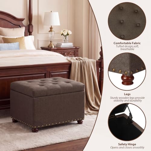 Image of Joveco 24 inch Ottoman with Storage,Fabric Tufted Storage Ottoman with Legs