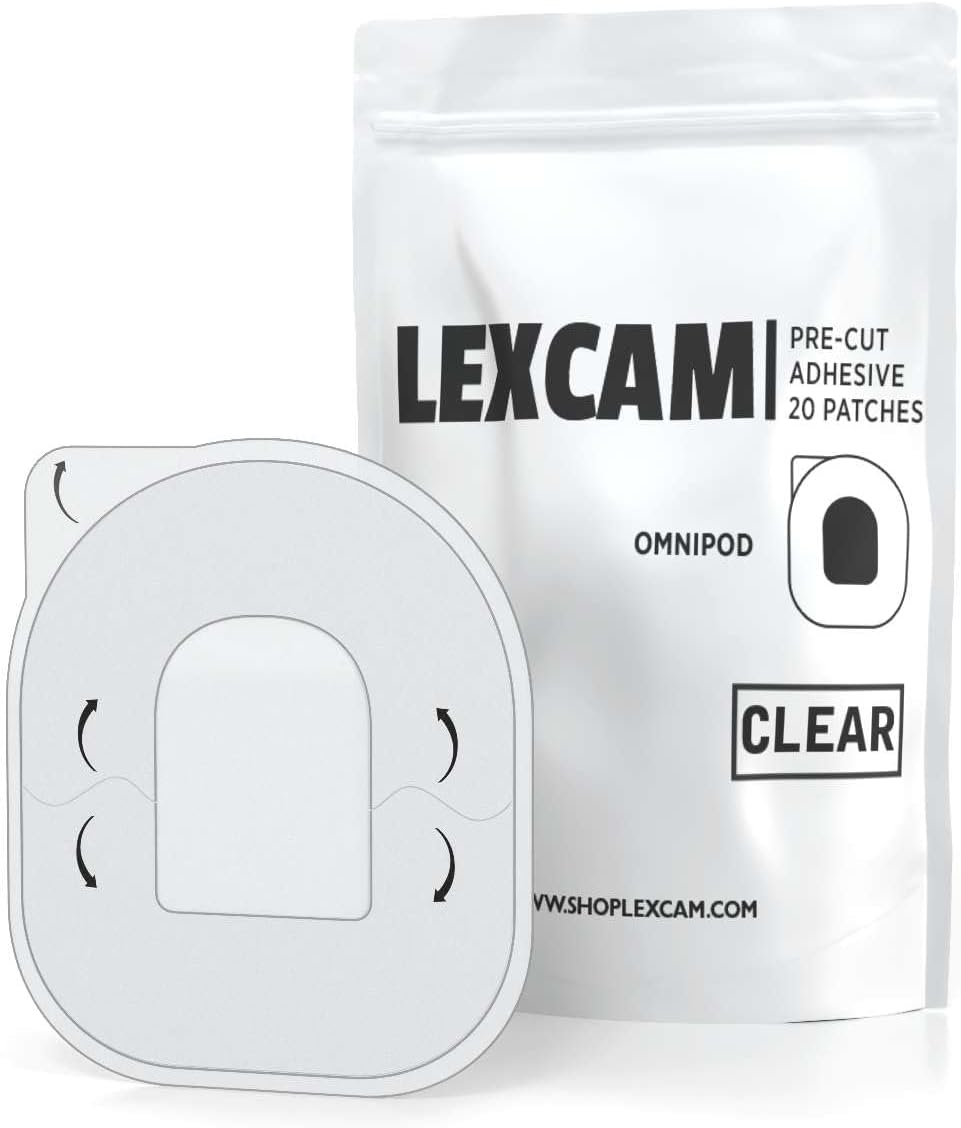 Lexcam Adhesive Patches Compatible with Omnipod 5, New, Pack of 20, Waterproof, Clear Overpatches for Tubeless Insulin Pump, Stays Secure for 3 Plus Days, Pod is NOT Included.