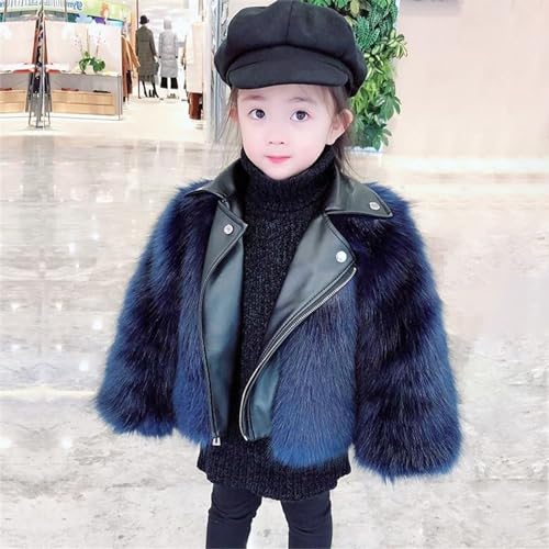 Toddler Girls Faux 𝗙𝘂r PU Leather Jacket Windproof Lapel Collar Zipper Outerwear Winter Warm Puffy Coat3