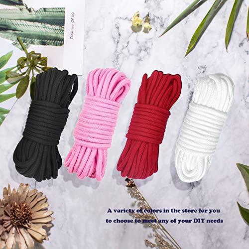 picoggo Soft Cotton Rope Multipurpose Durable Long Rope 10m Length 8mm Thick Tying Rope Macrame Cord DIY Rope (2 Pack, Black + Red) - Image 4