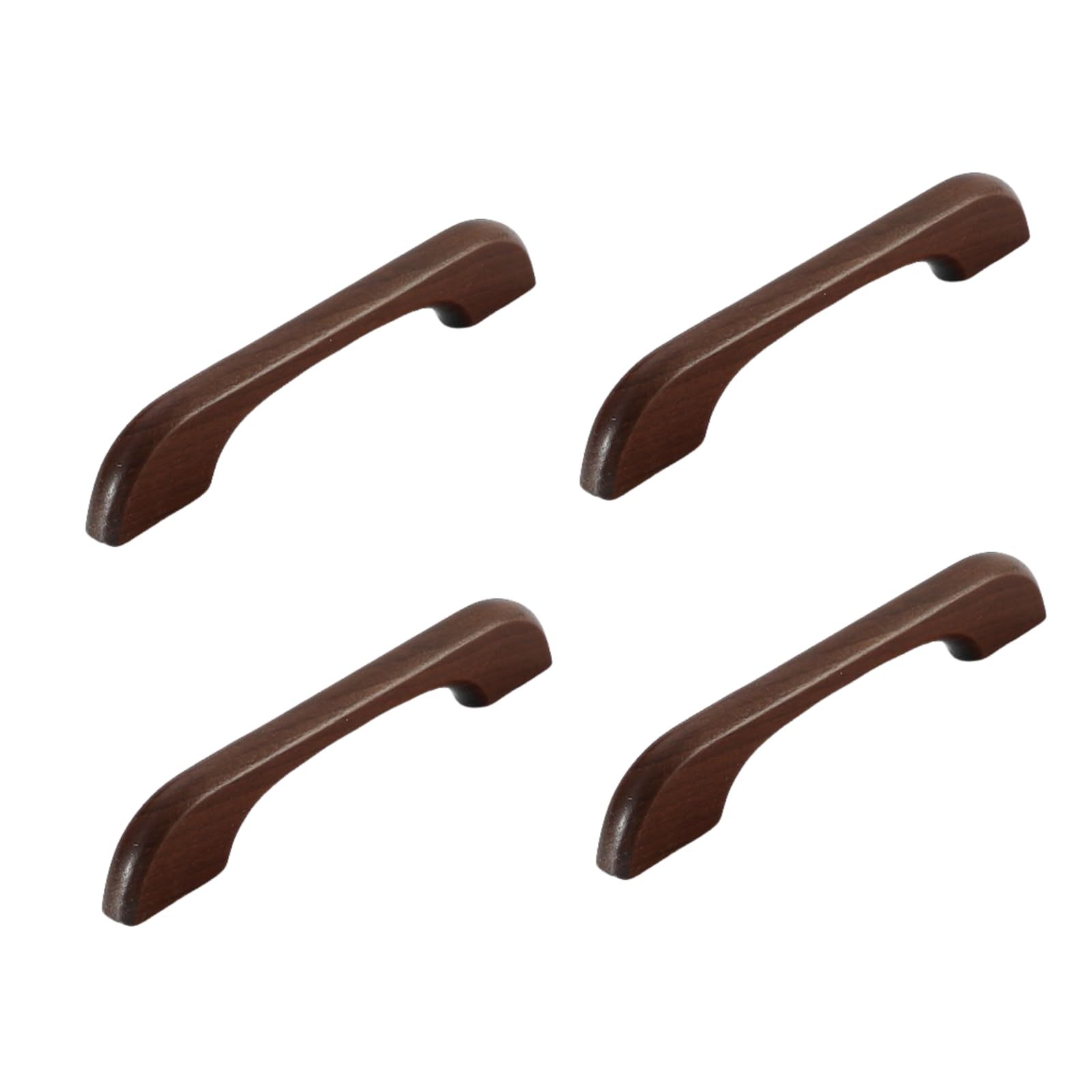 DUDSME Kids Room Wooden Handles 4Pcs Flat Bridge Log Door Handle Wardrobe Cabinet Drawer Beech Solid Wood Chinese Style Wardrobe Furniture Handle 192Mm Log Color(Dark Walnut,128mm)