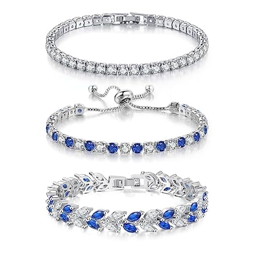 GEMOSA 3 Pcs Tennis Bracelet Set 14K Gold Plated Marquise Cubic Zirconia CZ Diamond Dainty Adjustable Silver Bracelets for Women Brides Stackable Fashion Jewelry Wedding Prom Gift