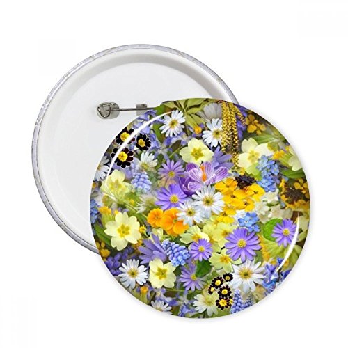 Badge bouton fleurs bleues pour customiser vêtements unis
